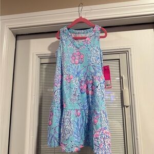 Lilly Pulitzer Mini Lorina Dress Girl Size M 6-7 Blue Ibiza Now You Sea Me